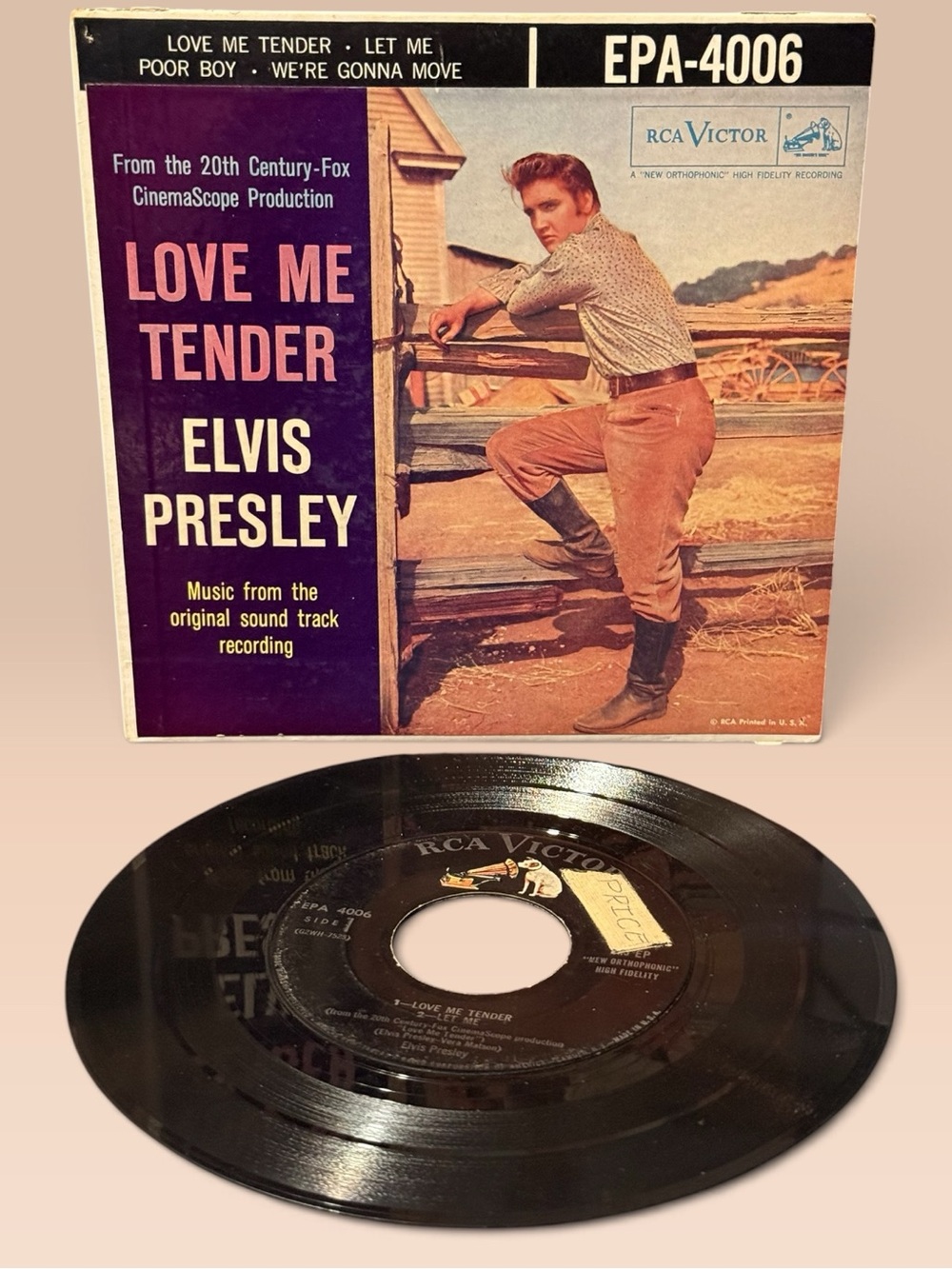 Elvis Presley Love Me Tender EP 7in 45 RPM Vinyl RCA Victor EPA-4006 1956